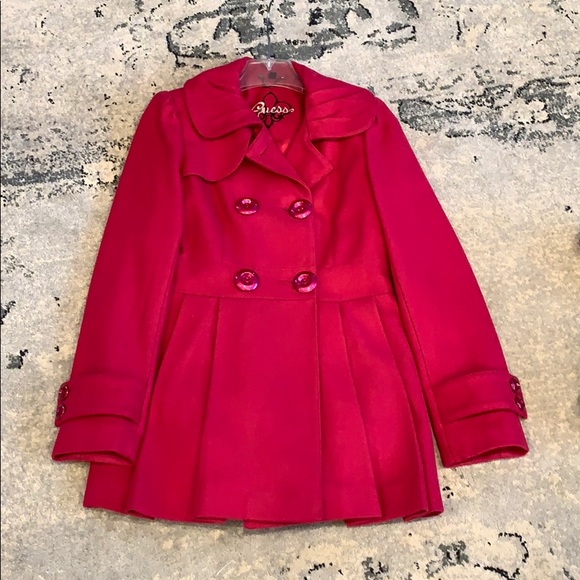 Guess Bright Pink Pea Coat, Small - Picture 2 of 6